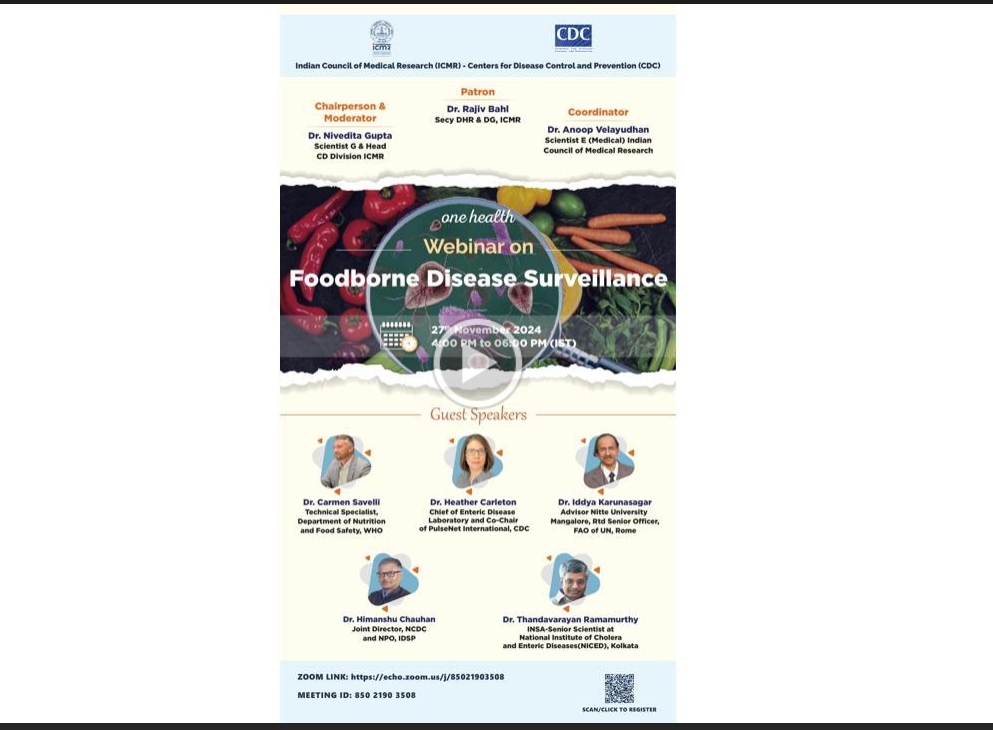 Video of ICMR-CDC One Health Webinar Series: 3_"Foodborne Disease Surveillance"